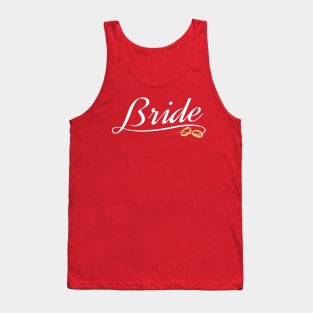 Bride with Gold Rings Wedding Calligraphy Tank Top